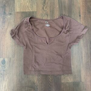 PacSun Brown Cropped T-shirt